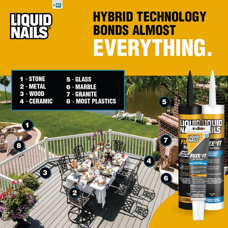 Liquid Nails 56198673380 LN-2000 FuzeIt All Surface Construction Adhesive (9-Ounce) , Gray - Image 3
